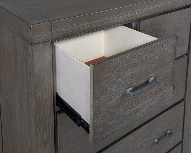 Koda Bedroom Chest of Drawers, 6-Drawer, 36\"W x 56\"H, Acacia Wood - Grey 