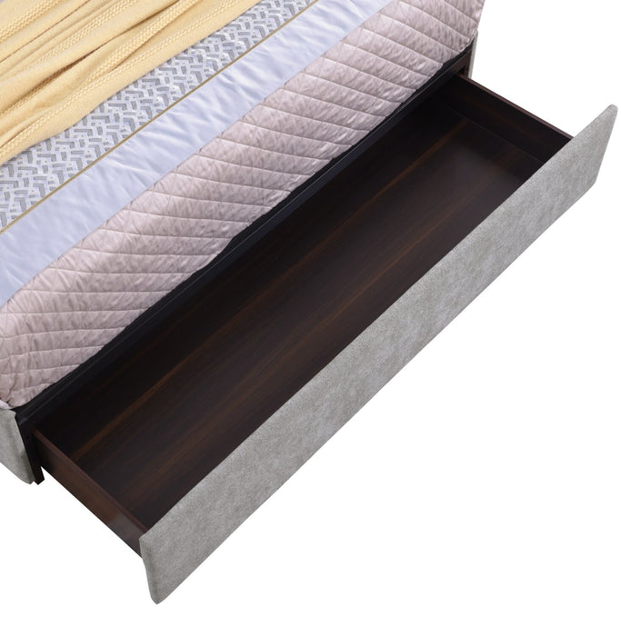 Amos Grey Upholstered Storage Bed with Tufted Headboard - King