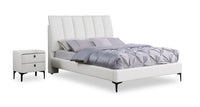 Nova Upholstered Platform Bed in White Vegan-Leather Fabric - King Size 