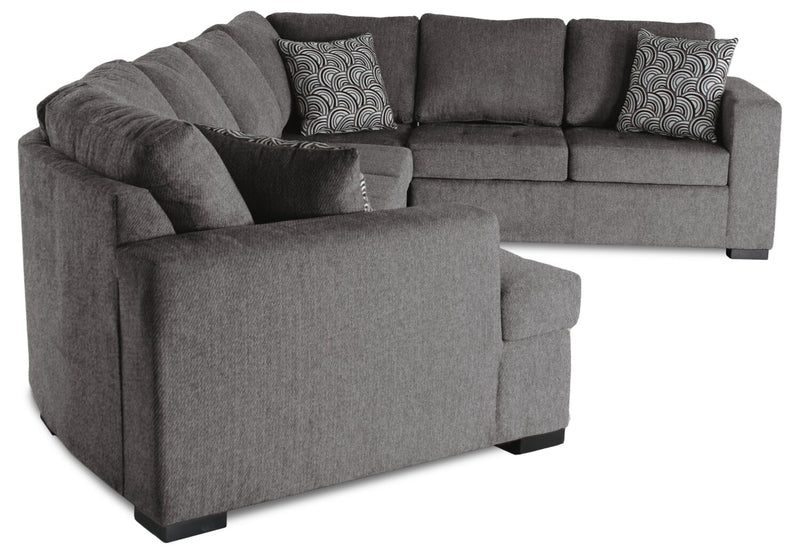 Legend 4-Piece Left-Facing Chenille Cuddler Sleeper Sectional - Pewter