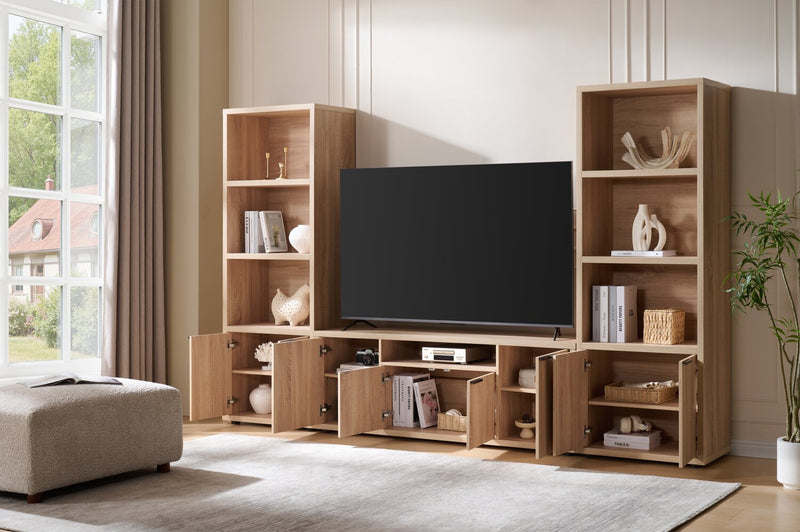 Noren 115\" 3-Piece Entertainment Centre with Storage for TVs up to 58\"- Light Oak