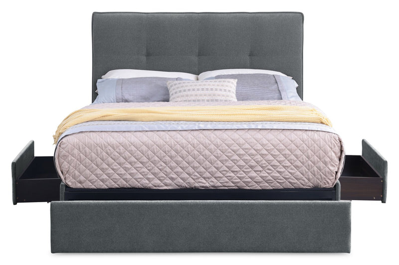 Amos Charcoal Upholstered Storage Bed Base - Queen