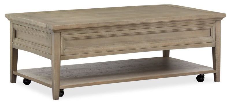 Hanson 50” Traditional Pine Coffee Table with Storage and Casters - Dovetail Grey