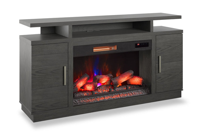 Breya 64\" Modern Electric Fireplace TV Stand with Storage & USB Charging for TVs up to 70\"- Grey