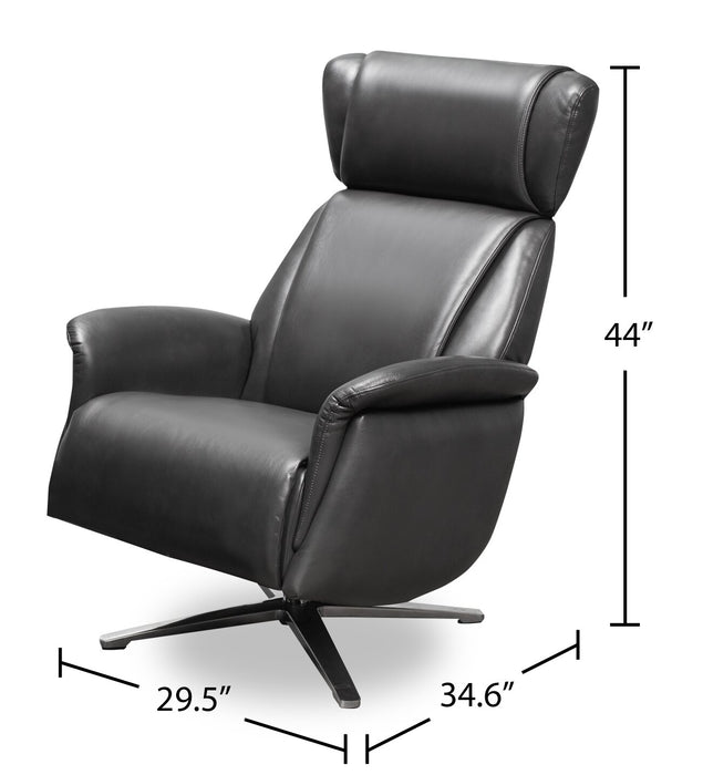 Vega Leath-Aire® Swivel Reclining Chair and Footrest - Grey