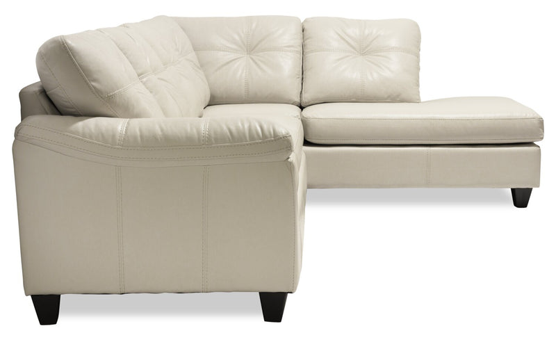 Made in Canada Addison 2-Piece Right-Facing Leather-Look Fabric Sectional with Removable Seat Cushions - Beige 