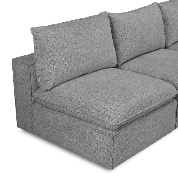 Fusion Modular 5-Piece Silver Grey Chenille Fabric Armless Sectional