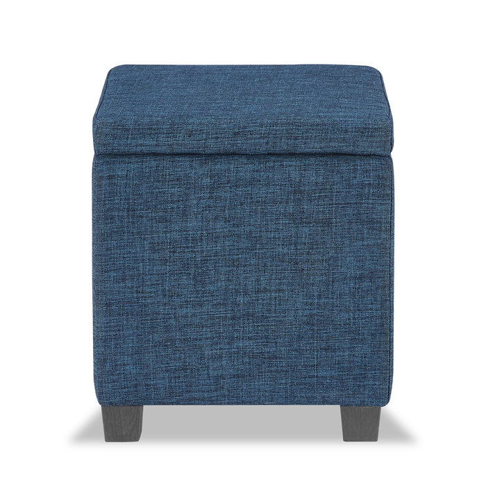 Ottawa Square Fabric Storage Ottoman - Navy