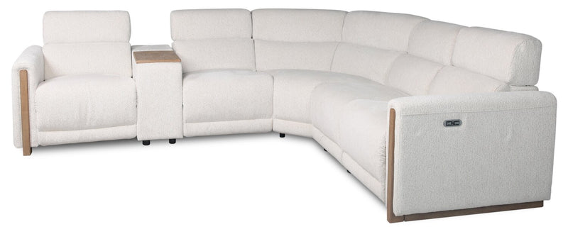 Sable 6-Piece Chenille Modular Power Reclining Sectional - Alabaster