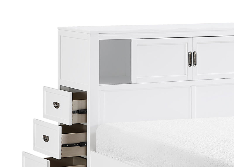 Quinn Full Bookcase Bed with Desk - White