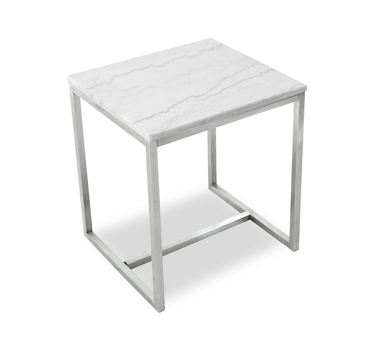 Sampson 20\" Modern Marble End Table - White