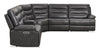 Zayne 6-Piece Leather-Look Fabric Power Reclining Sectional with Storage Console and USB Charging Ports – Grey