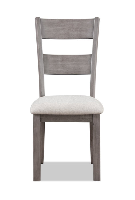 Krew Dining Chair with Polyester Fabric, Ladder-Back - Grey 