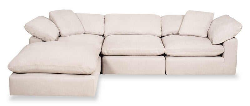 Eclipse 4-Piece Linen-Look Fabric Modular Sectional with Ottoman - Linen