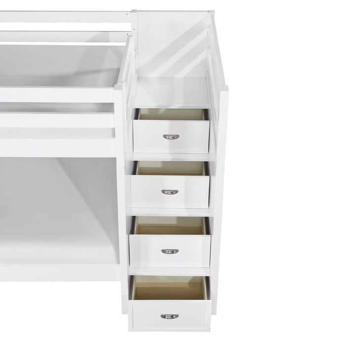 Quinn Twin/Twin Staircase Bunk Bed - White
