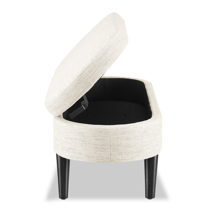 Montreal Oval Fabric Storage Ottoman - White