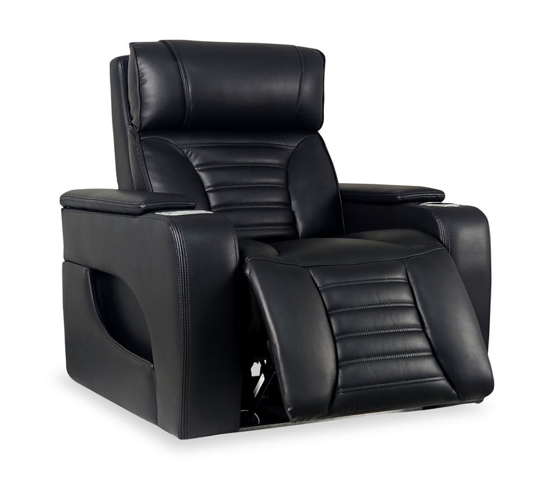 Zen 40\" Black Faux Leather Power Reclining Massage Chair with Power Headrest and Heated Seat 