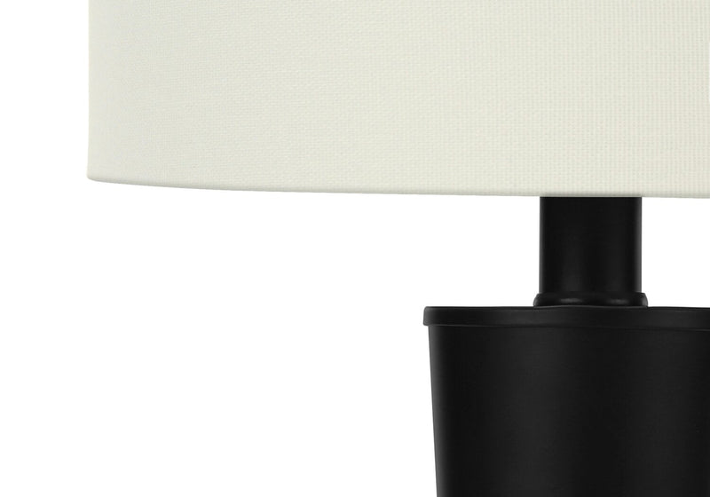 24\" Black Metal 2-Piece Set, with Two Table Lamps and USB Charging