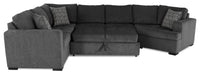 Made in Canada Legend 4-Piece Right-Facing Chenille Fabric Cuddler Sleeper Sectional - Pepper Grey 