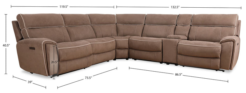 Newport 6-Piece Faux Suede Power Reclining Sectional – Taupe 