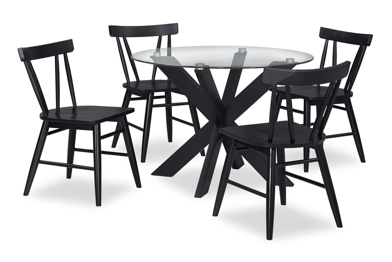  Remi 5-Piece Slatback Dining Package - Black