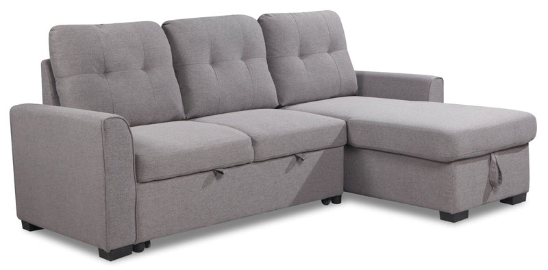 Carter 2-Piece Right-Facing Linen-Look Fabric Sleeper Sectional with Storage Chaise - Solis Grey 