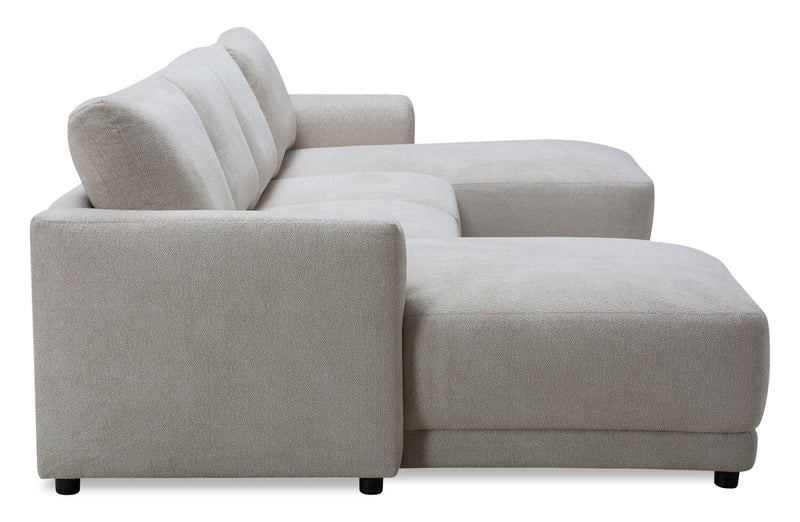 Voyage Modular 4-Piece U-Shaped Fabric Sectional with Removable Back Cushions – Beige