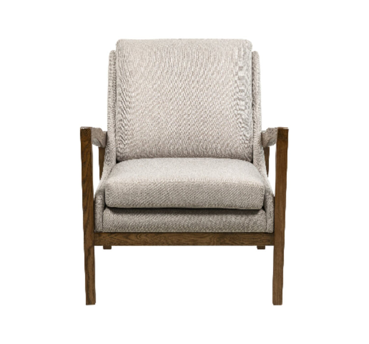 Echo 27.95\" Beige Fabric Accent Chair with Wood Arms and Legs