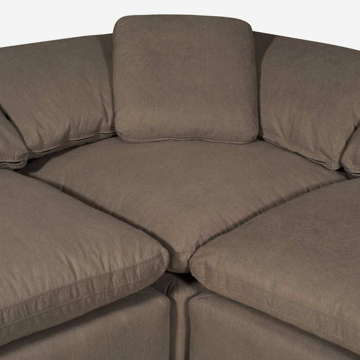Eclipse Modular 4-Piece Linen-Look Fabric Sectional with Ottoman and Reversible Feather Down Cushions - Slate Grey 