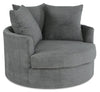 Made in Canada Grande 48\" Chenille Fabric Cuddler Accent Chair - Teddy Nightfall Grey 