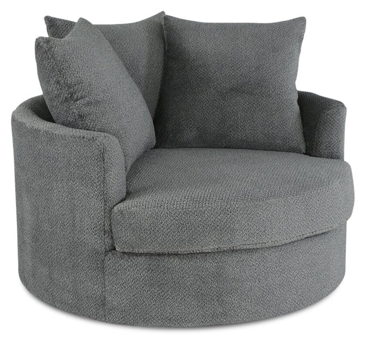 Made in Canada Grande 48\" Chenille Fabric Cuddler Accent Chair - Teddy Nightfall Grey 
