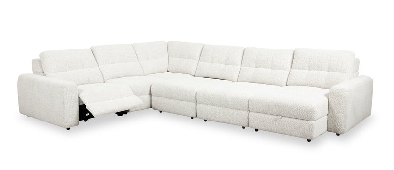 Scott Living Elevate Modular 6-Piece Right-Facing Beige Chenille Fabric Sectional with Power Reclining 
