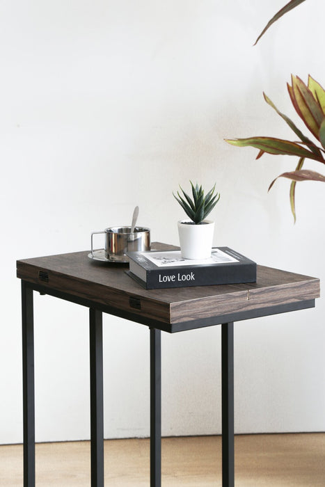 Pia Foldable Chairside Table - Brown