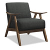 Kyra 28.5\" Linen-Look Fabric Accent Chair with Curved Arms and Wood Frame - Grey 