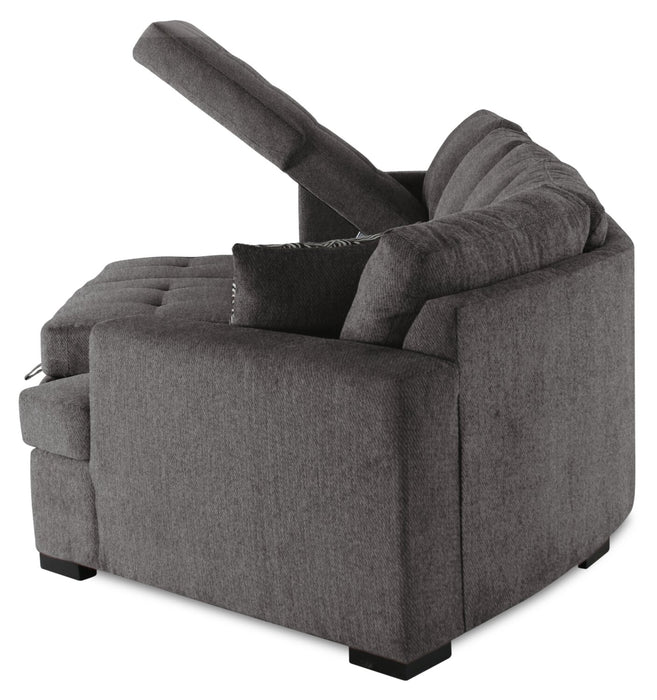 Legend 3-Piece Right-Facing Chenille Cuddler Sleeper Sectional with Chaise - Pewter