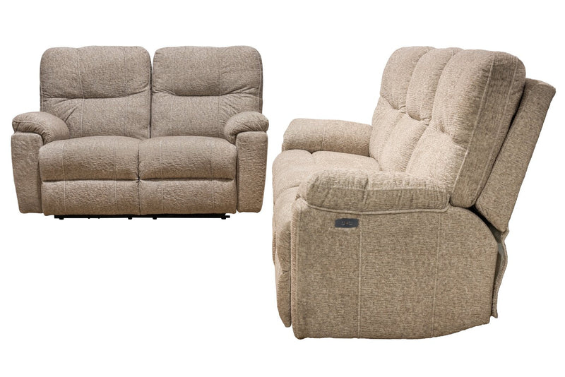 Made in Canada Dawson 64\" Fabric Power Reclining Loveseat with USB Port and Accent Pillows - Beige 