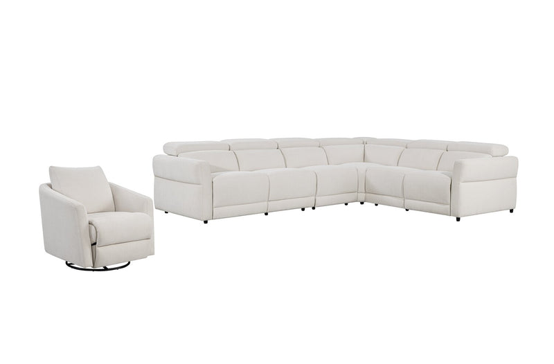 Cindy Crawford Home Aspen 4-Piece Power Reclining Sectional with Reclining Armless Chair - Alabaster