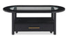 Dalton 47.5\" Coffee Table with Glass Top and Drawer - Black 