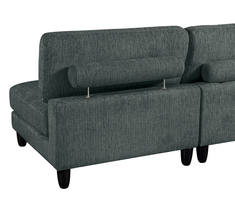Lounge 5-Piece Chenille Modular Sectional with Ottoman – Grey 