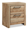 Derekson Bedside 2-Drawer Nightstand with USB Ports, 21.7\"W x 24.4\"H - Natural 