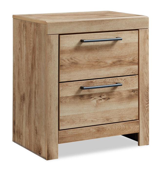 Derekson Bedside 2-Drawer Nightstand with USB Ports, 21.7\"W x 24.4\"H - Natural 