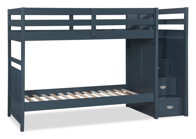Quinn Twin/Twin Staircase Bunk Bed - Blue