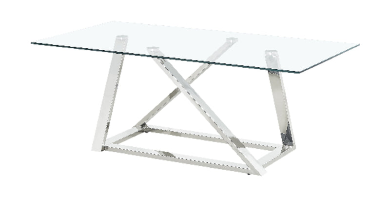 Briar 47\" Modern Glass Top Coffee Table - Silver