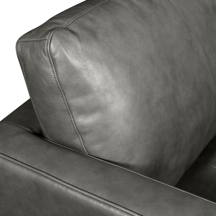 Edge 86\" Genuine Leather Sofa with Wood Legs and Removable Back Cushions - Grey