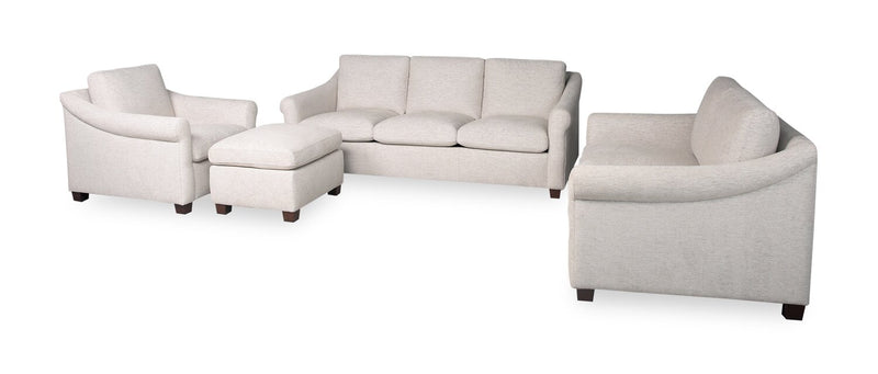 Mallie 36\" Shell White Chenille Fabric Chair with Rolled Arms and Wood Legs