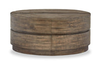 Elm 40” Round Rustic Pine Lift Top Coffee Table with Casters - Brown 