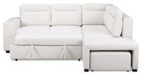Primo Coast 3-Piece Right-Facing Ivory White Fabric Sleeper Sectional with Storage Chaise and Storage Armrest 