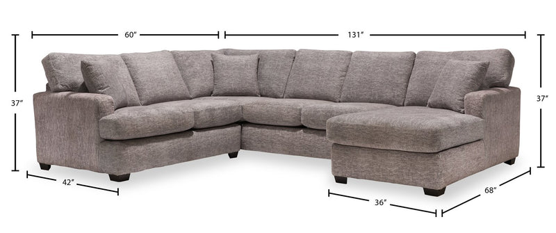Luxe 3-Piece Right-Facing Sectional - Zaftig Dove