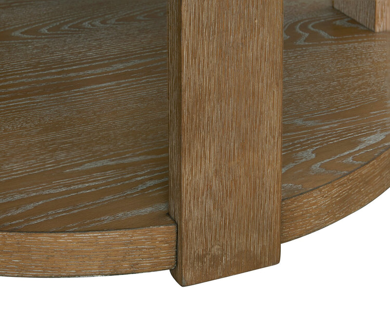 Declan 18\" Modern Round Coffee Table – Natural Wood 