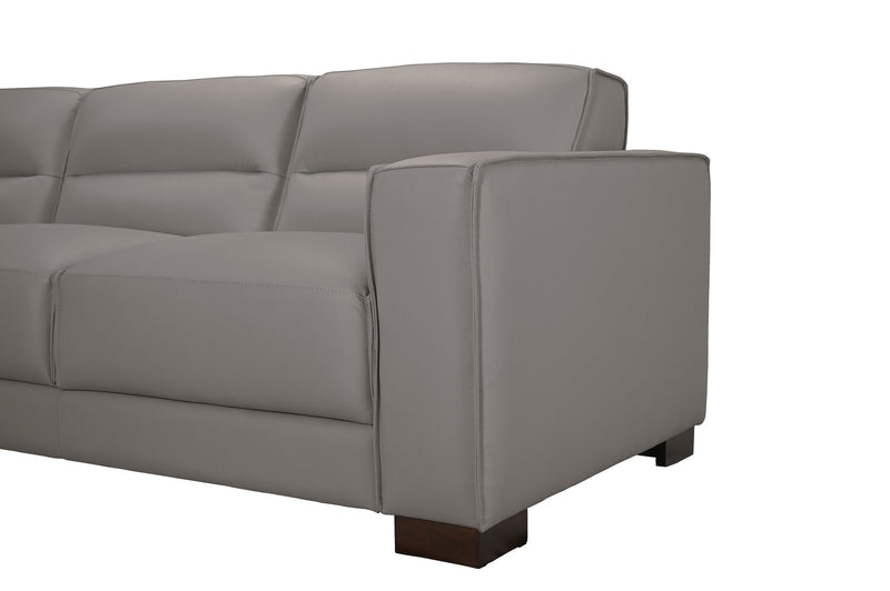 Citadel 2-Piece Left-Facing Top-Grain Genuine Leather Sectional with Rubberwood Legs - Grey
